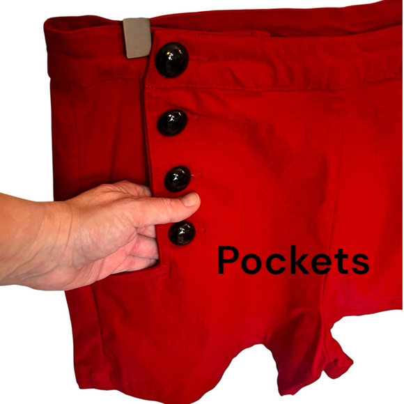 Women's Voodoo Vixen Sailor Retro Style High Rise Bombshell Shorts, XL, Red - Picture 7 of 16